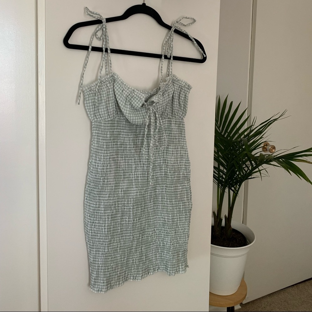 KORINA MINI DRESS GINGHAM GREEN